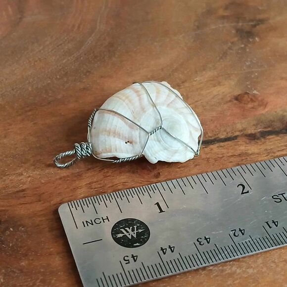 3 Piece Seashell Pendant Set, Wire Wrapped, Beach Nautical - Picture 3 of 4